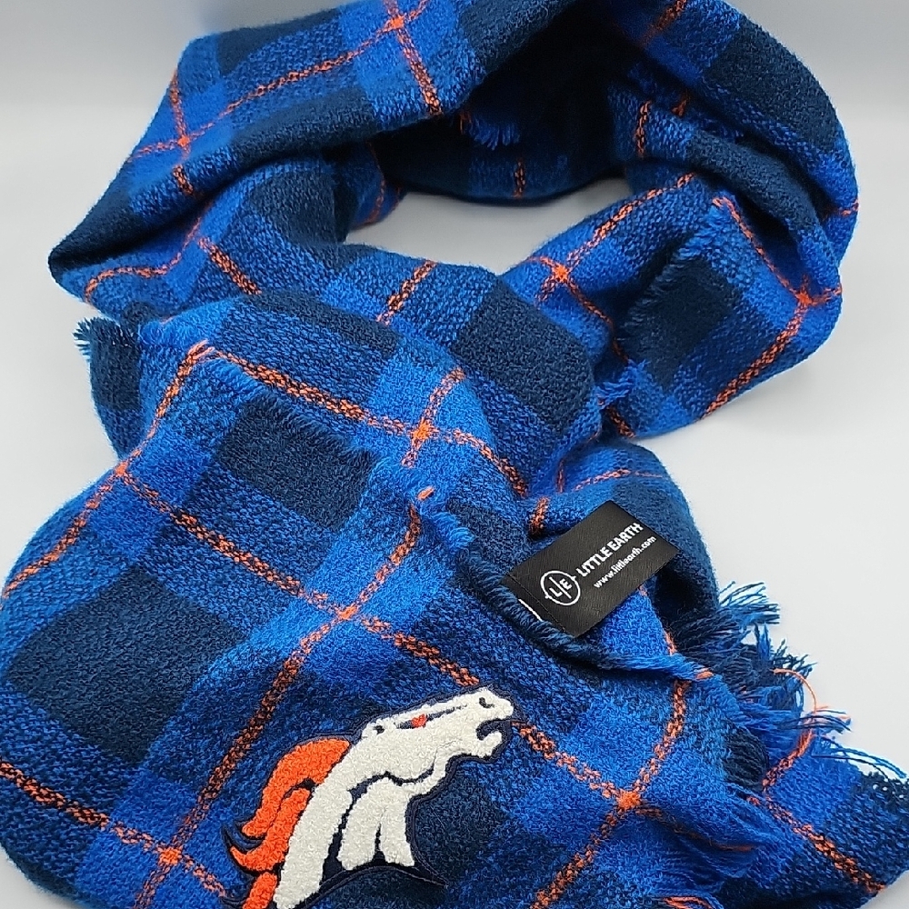 Little Earth Blue/ Broncos Orange Checkered Men's Blanket Scarf 30x72
